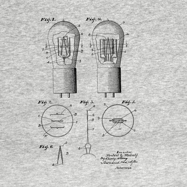 Vacuum Tube Vintage Patent Hand Drawing by TheYoungDesigns